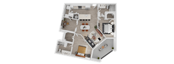 3D Floorplan of Unit B4