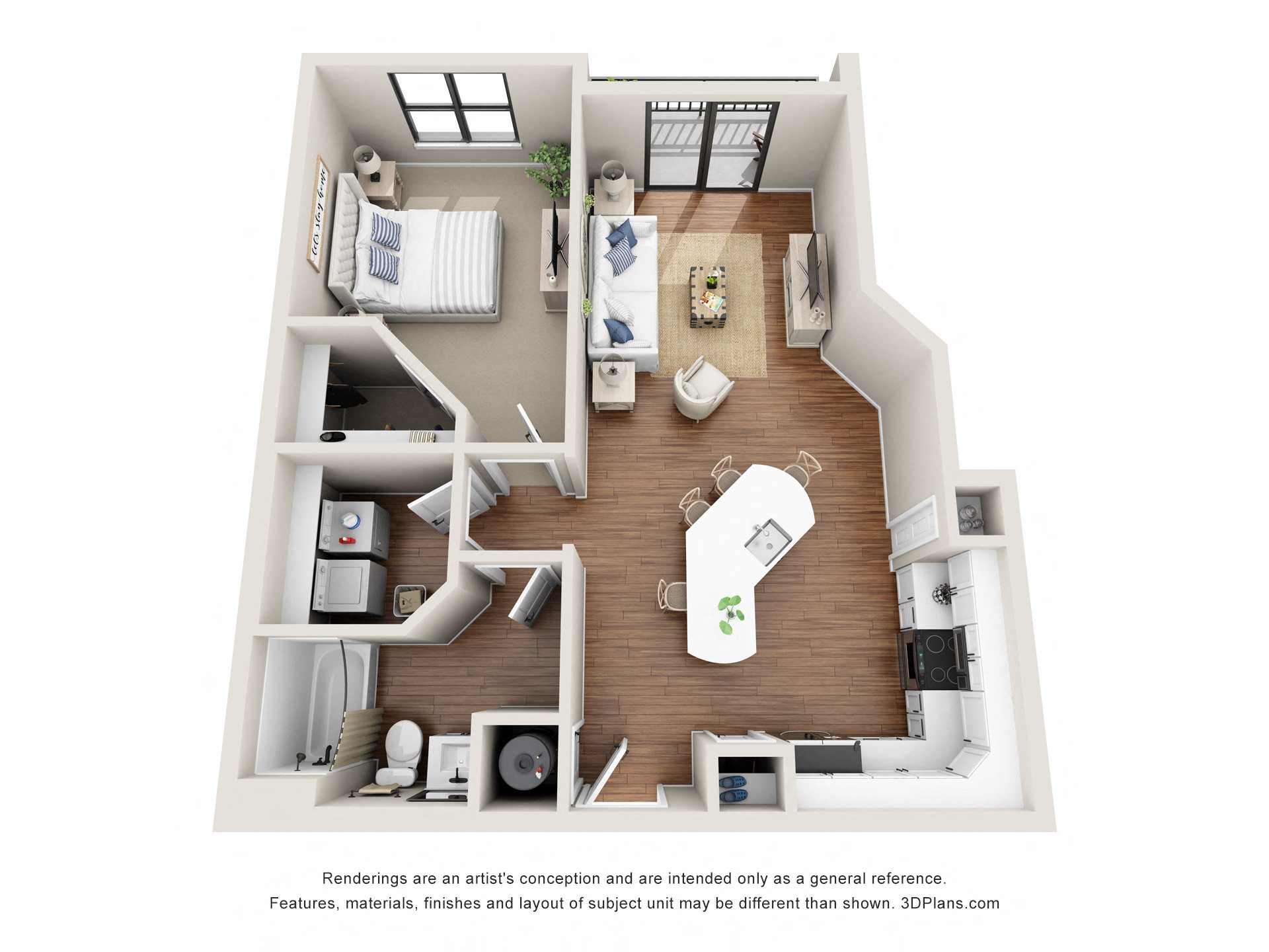 1 bedroom 1 bathroom Floorplan at 401 Oberlin, Raleigh, NC