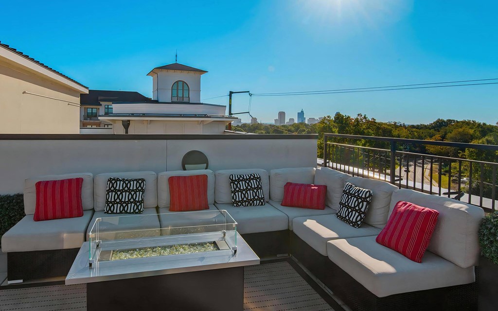 Rooftop Patio with View of Charlotte at 401 Oberlin, Raleigh, NC, 27605