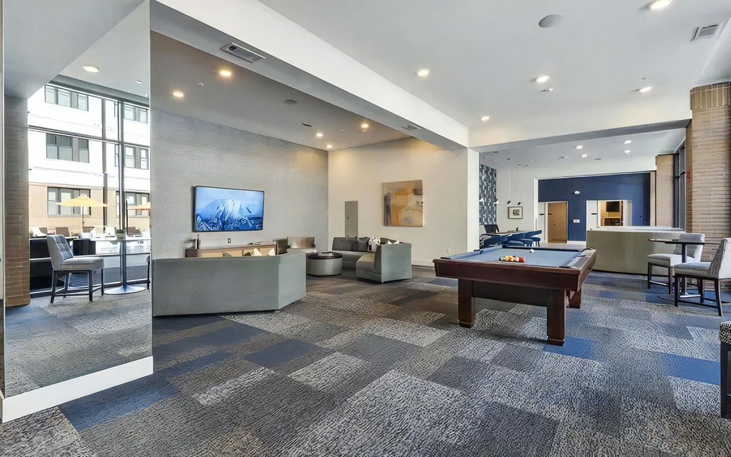 Lounge with Pool Table and Flat Screen TV