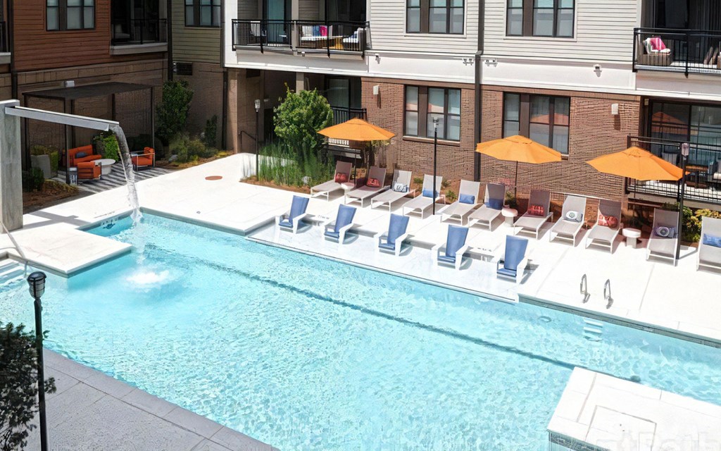 Aerial View of Courtyard with Pool