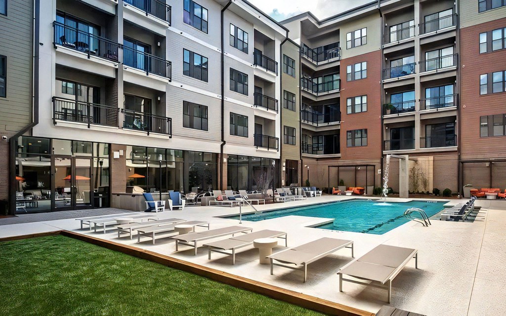 Resort Style Pool with Chaise Loungers