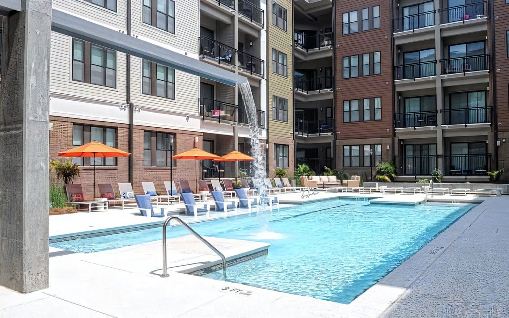 Resort Style Pool with Water Fountain