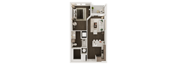 a1 floor plan  1 bedroom with 2 baths  129