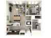 A1 A1 1 Bed 1 Bath Floor Plan