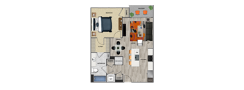 A2B Floor Plan at 675 N. Highland, Atlanta