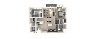 2 bedroom floor plan an in 3d