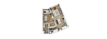 a floor plan of a home with a bedroom and a living room