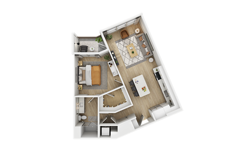 a floor plan of a home with a bedroom and a living room