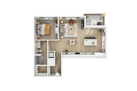 a1 floor plan  1 bedroom with 2 baths  129