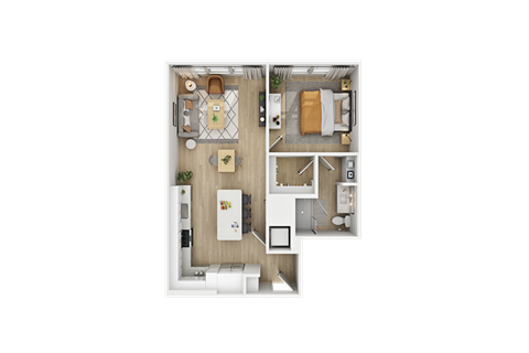 a floor plan of a 1 bedroom unit with a bathroom