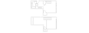 A black and white image of two floor plans.