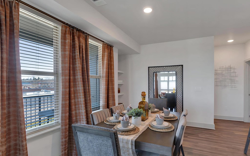 Dining Area with Built In Shelves