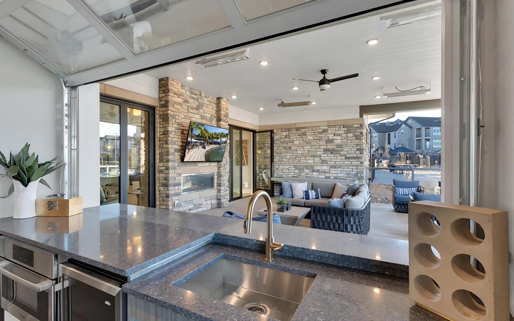 Community Kitchen Connected to Outdoor Patio