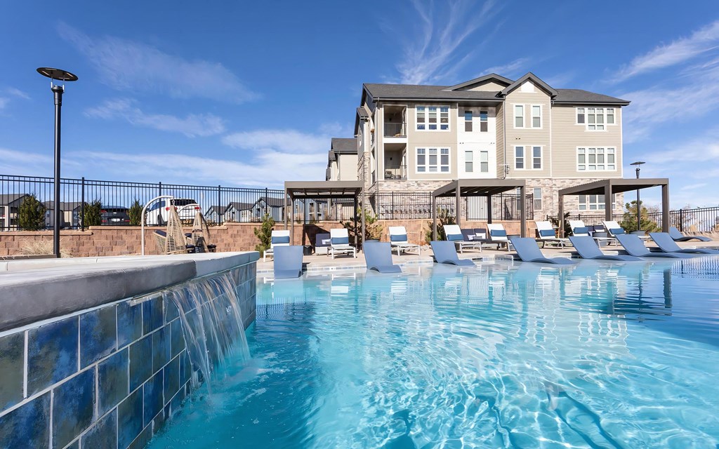 Resort Style Pool with Waterfall