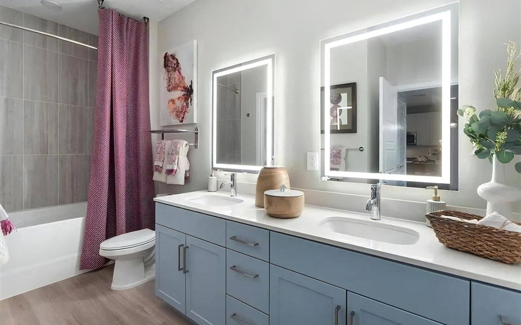 Double Vanities with LED Mirrors