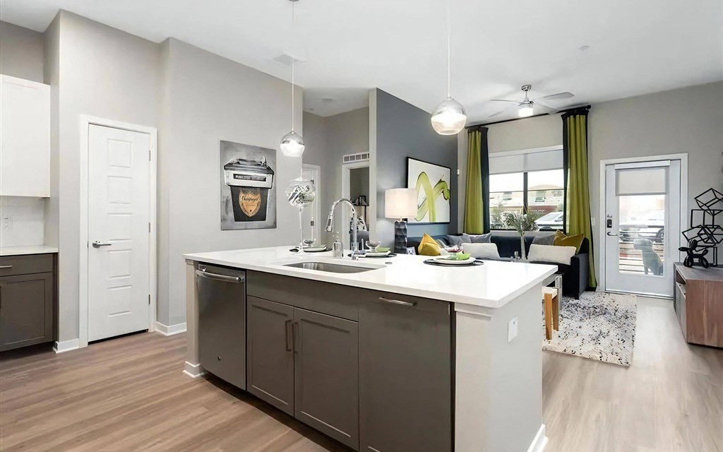 Breakfast Bar with Trash and Dishwasher