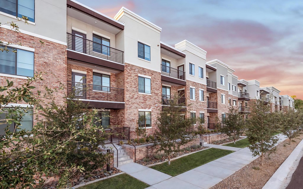 View of Private Patios with Units