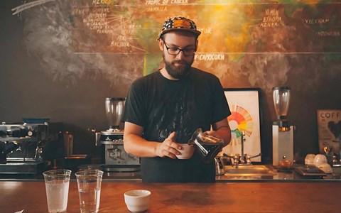 Local Café Barista Making Coffee with Handcrafted Technique