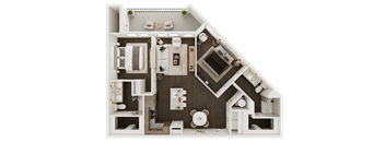 a floor plan of a bedroom with a bathroom and a living room