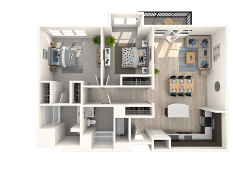 B2  2 Beds 2 Baths Floor Plan