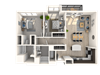 B2.1 B2 2 Beds 2 Baths Floor Plan