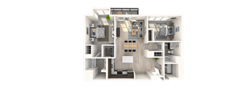 B1.4  2 Beds 2 Baths Floor Plan