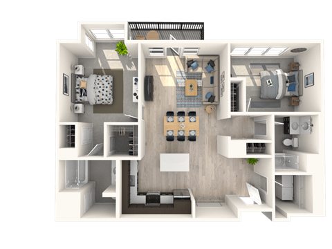B1.4  2 Beds 2 Baths Floor Plan
