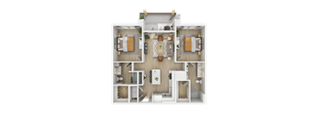 a floor plan of a house with a bedroom and a living room