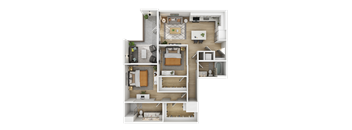 a bedroom floor plan of a 2100 sq ft apartment