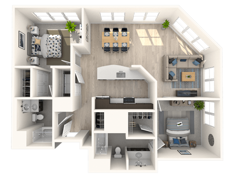 two bedroom two bath B4 layout