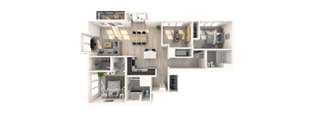 B6.1 2 Beds 2 Baths Floor Plan