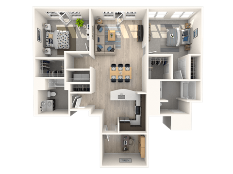 B7 Den 2 Beds 2 Baths Floor Plan