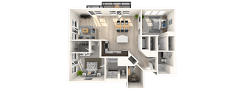 B8 Den  2 Beds 2 Baths Floor Plan