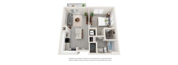 a 1 bedroom floor plan with a bathroom and a living room