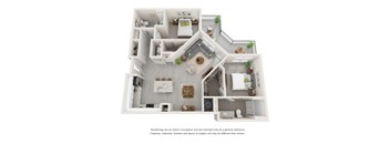 a stylized floor plan of a 1 bedroom192 sq ft house