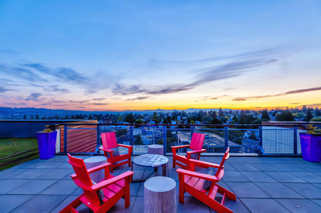Ballard Lofts Outdoors Open Air Party Patio with Fire Pits and Seating Areas