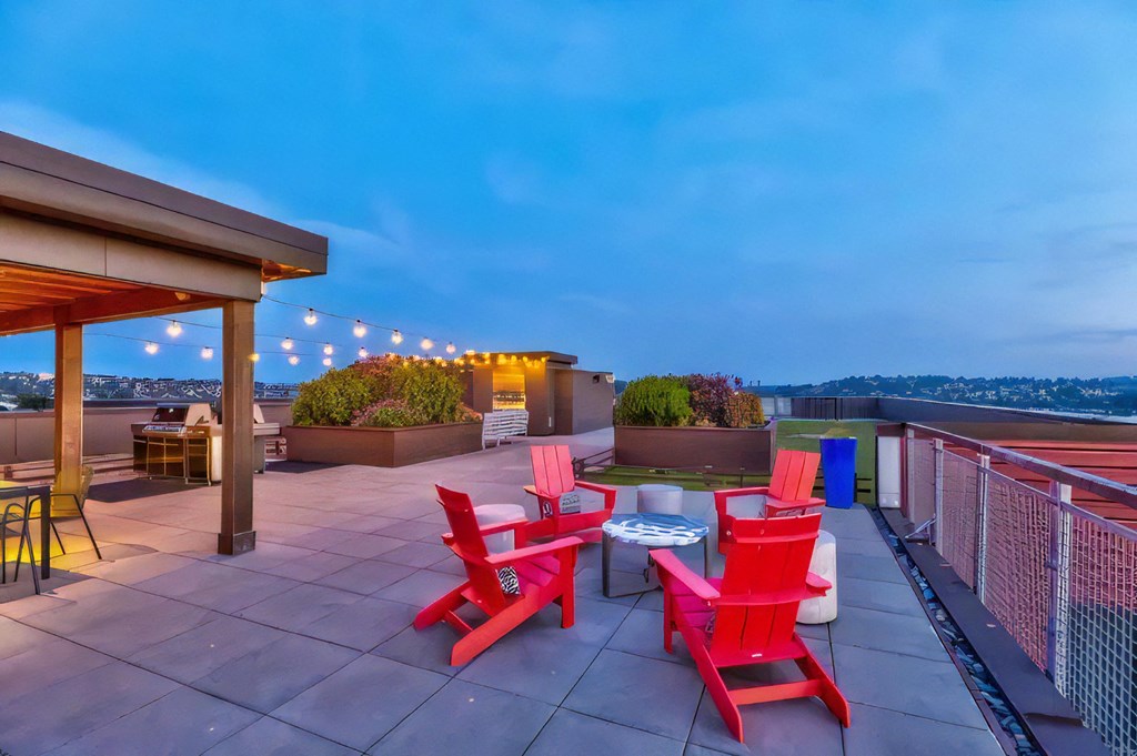 Ballard Lofts Outdoors Open Air Party Patio with Fire Pits and Seating Areas
