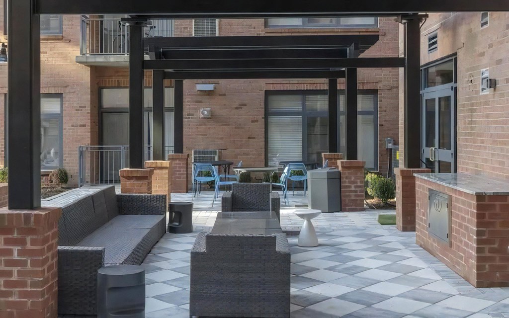 Outdoor Entertainment Area with Lounge Seating at The Barton at Woodley