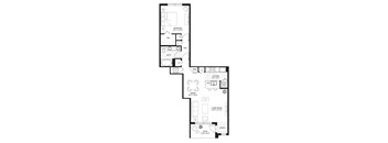 A black and white image of a floor plan for a house.