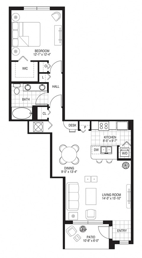 A black and white image of a floor plan for a house.