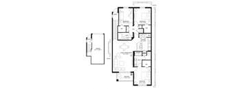 A black and white floor plan of a house with labeled rooms.