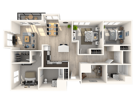 C1.1 Den  3 Beds 2 Baths Floor Plan