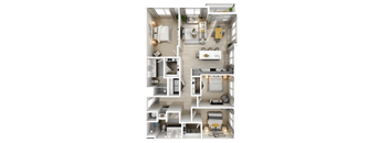 A series of images showing different layouts of a small apartment.