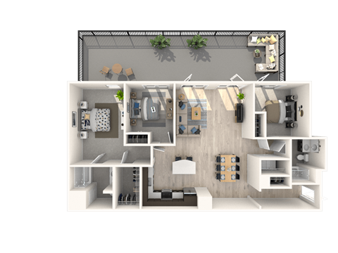 C2 Den  3 Beds 2 Baths Floor Plan