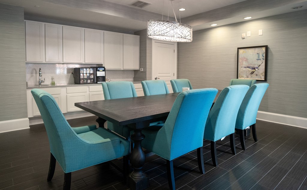 Private Conference Room with Coffee Station and Modern Seating