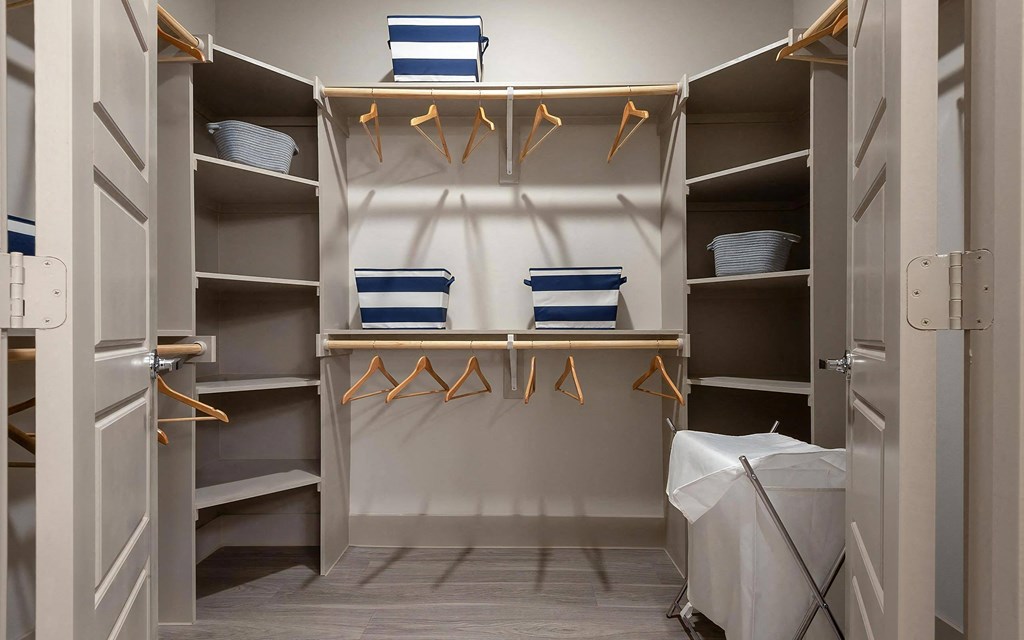 Oversized Walk In Closet with Built In Storage