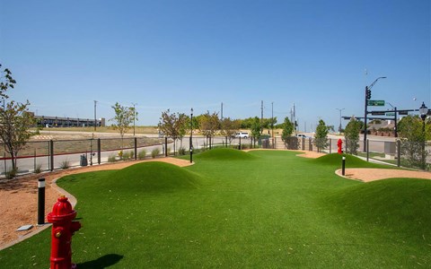 Fenced-In Dog Park Featuring Rolling Turf and Pet-Friendly Zones