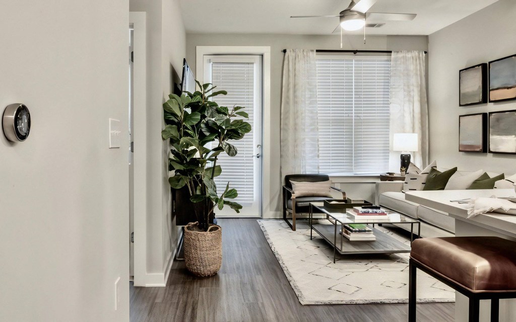 Open Kitchen with Sink Island and View Toward Living Room