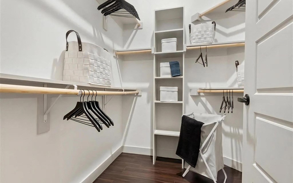 Walk In Closet with Built In Shelves